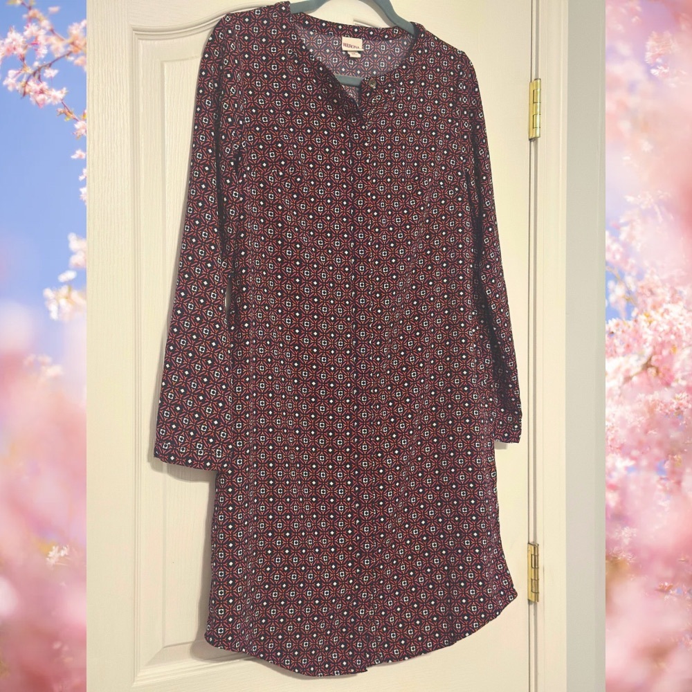 Merona Red Long Sleeve V-Neck Dress